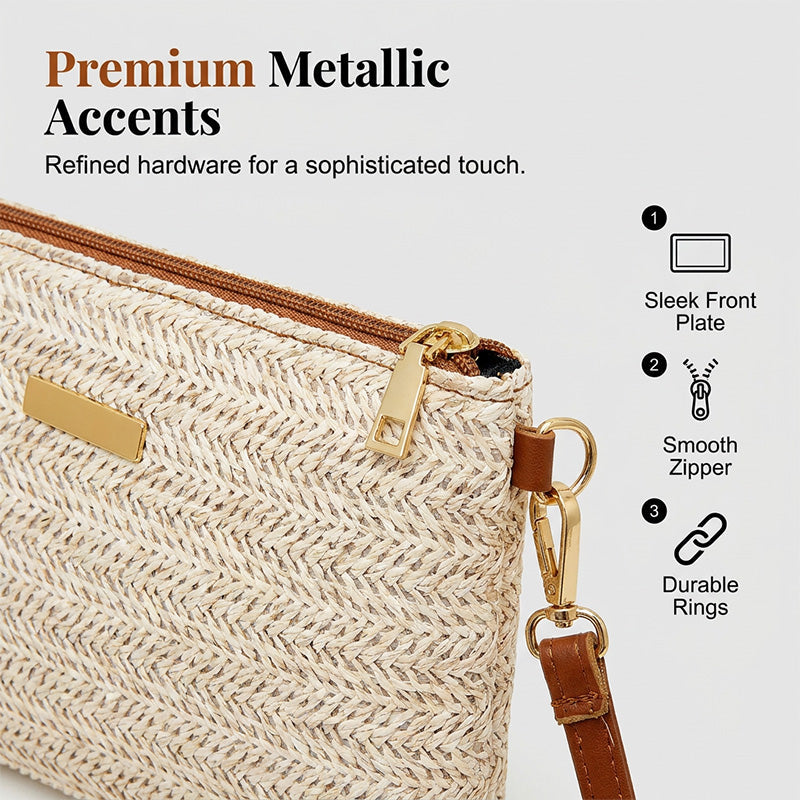 👜 LIMITED-19.99! 💥 Woven Crossbody Bag – Lightweight, Metallic Accent & Summer-Ready