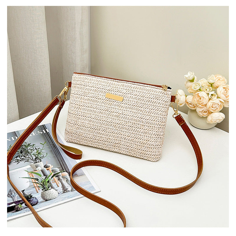 👜 LIMITED-19.99! 💥 Woven Crossbody Bag – Lightweight, Metallic Accent & Summer-Ready