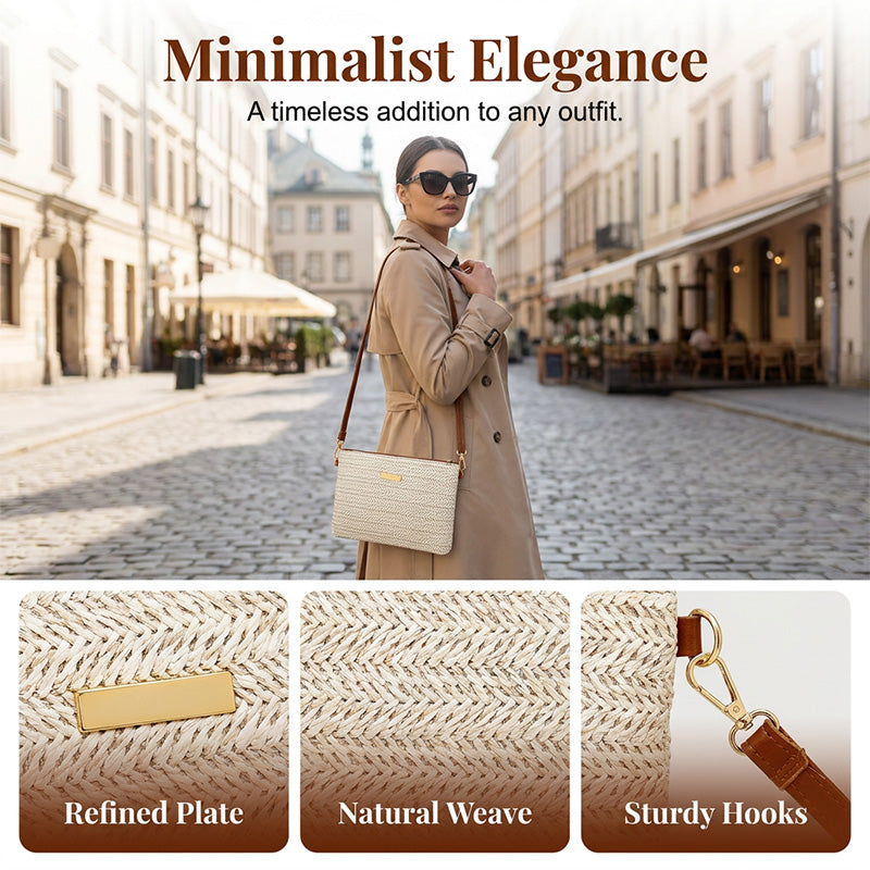 👜 LIMITED-19.99! 💥 Woven Crossbody Bag – Lightweight, Metallic Accent & Summer-Ready