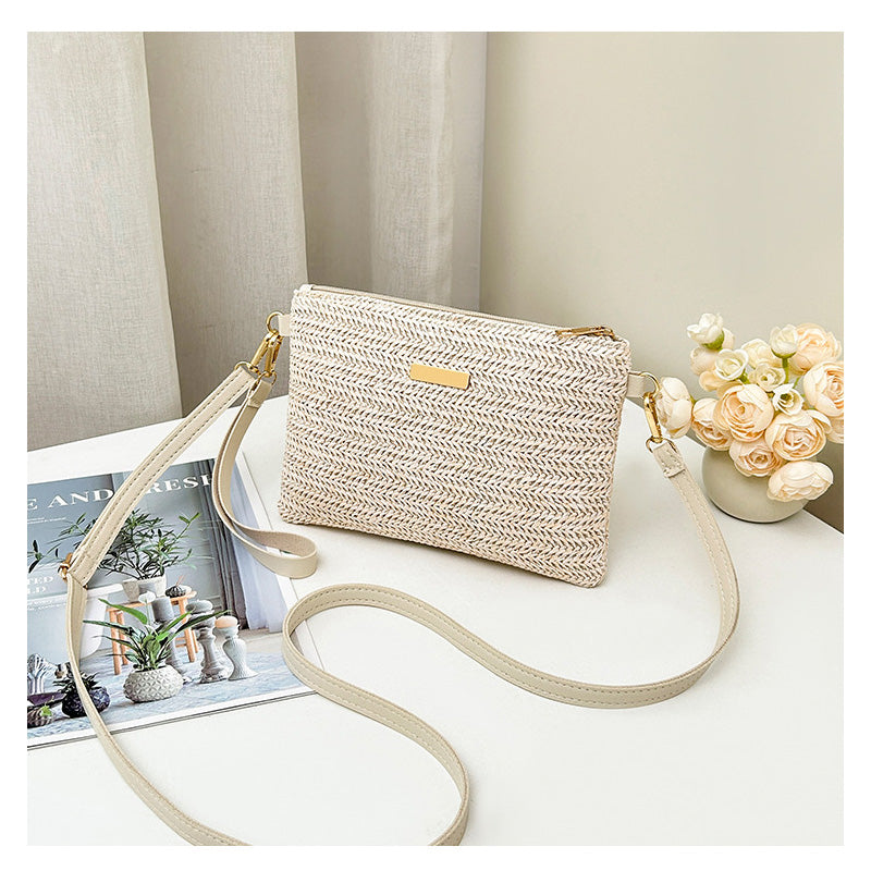 👜 LIMITED-19.99! 💥 Woven Crossbody Bag – Lightweight, Metallic Accent & Summer-Ready