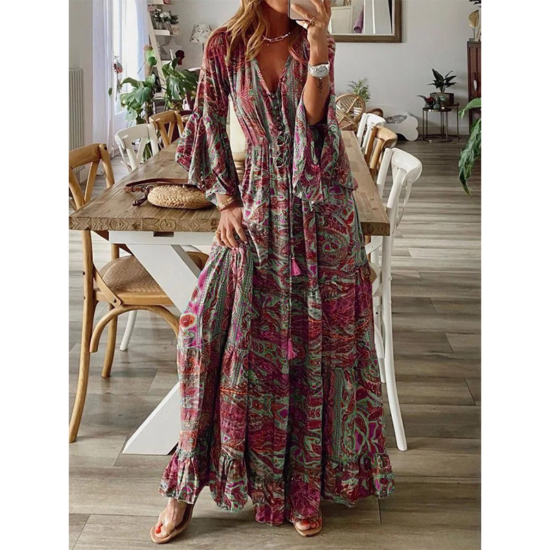 Women's Bohemian Floral Maxi Dress