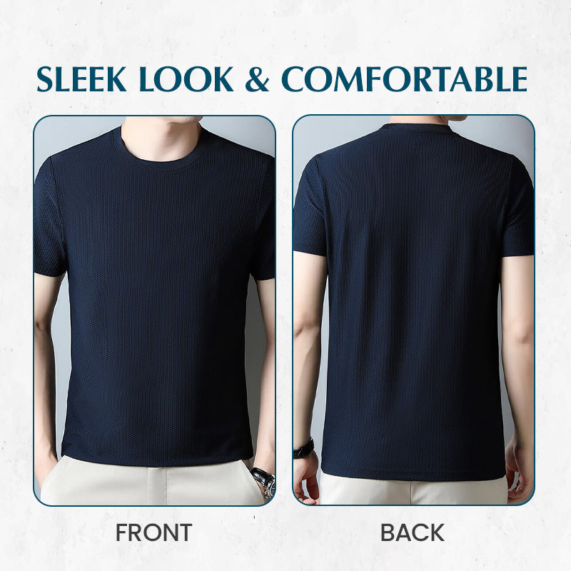 Waffle-Knit T-Shirt – Breathable, 4-Way Stretch & Classic Fit