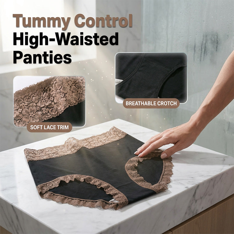 Tummy Control High-Waist Panties – Seamless Lace, Invisible & Breathable