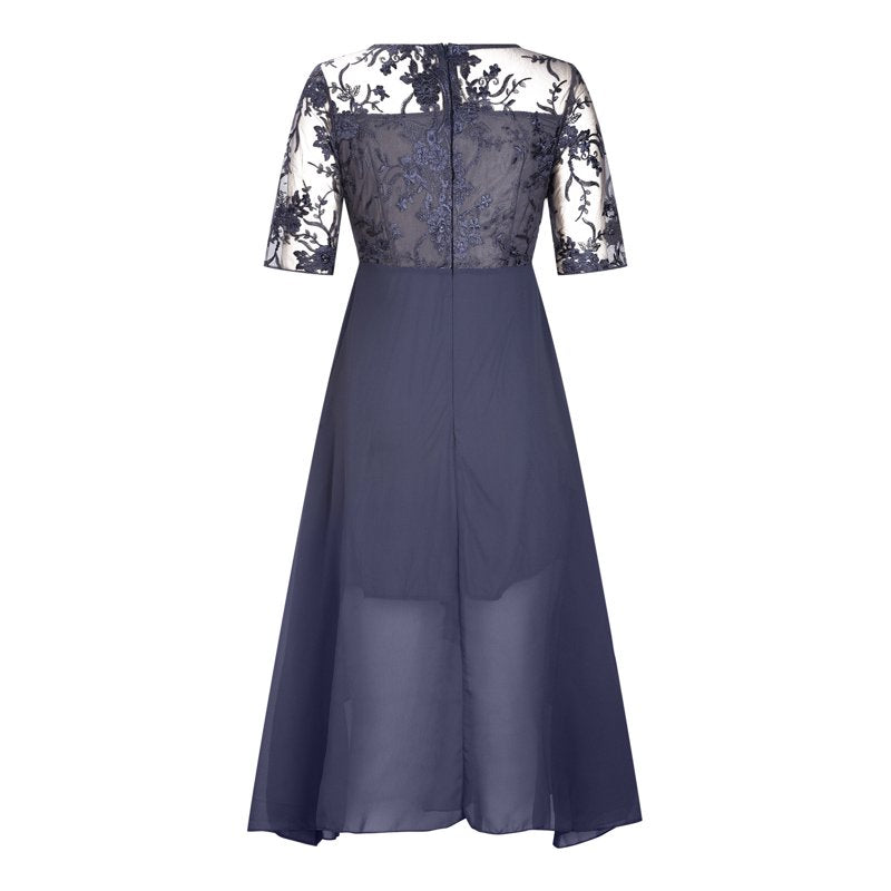 Floral Embroidery Midi Dress – Flowy & Elegant Scoop Neck🌸