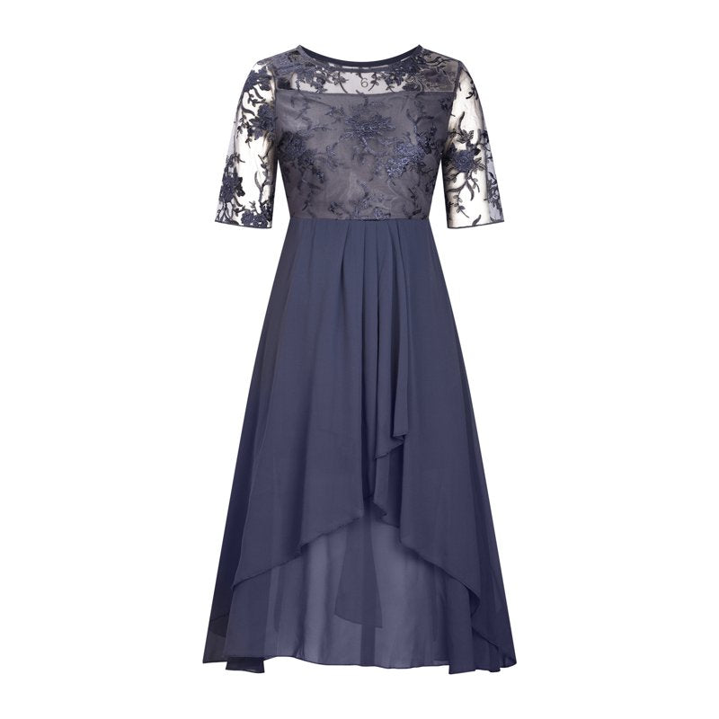 Floral Embroidery Midi Dress – Flowy & Elegant Scoop Neck🌸