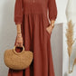 Women's Lantern Sleeve Cotton And Linen Summer Dress