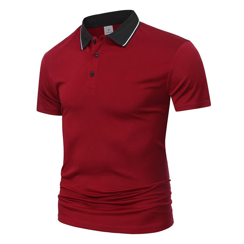 Men's Breathable Slim-Fit Polo – Contrast Collar