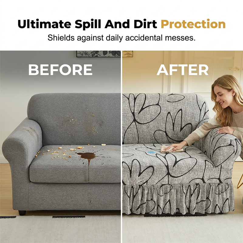Refresh Any Sofa Instantly! No-Slip Ruffled Stretch Slipcover
