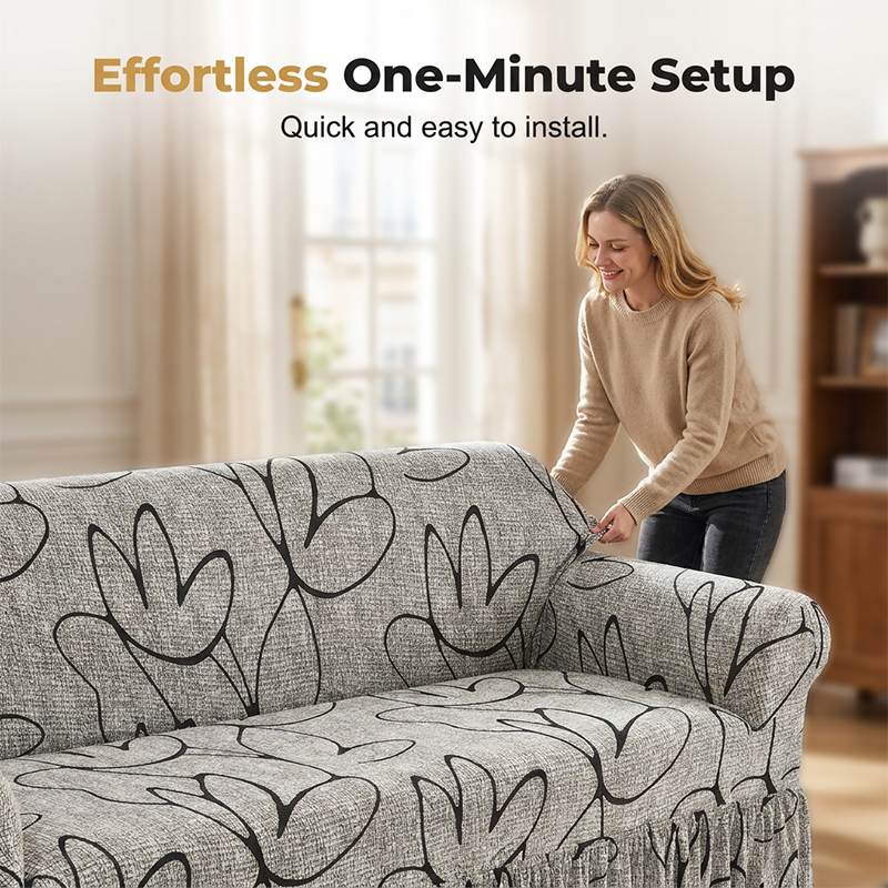 Refresh Any Sofa Instantly! No-Slip Ruffled Stretch Slipcover