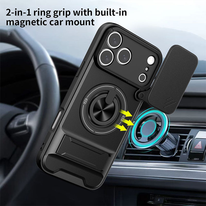 Protect Privacy Instantly! 360° Ring Stand Magnetic Phone Case