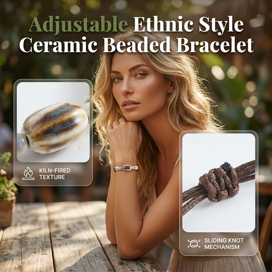 Adjustable Ethnic Style Ceramic Beaded Bracelet