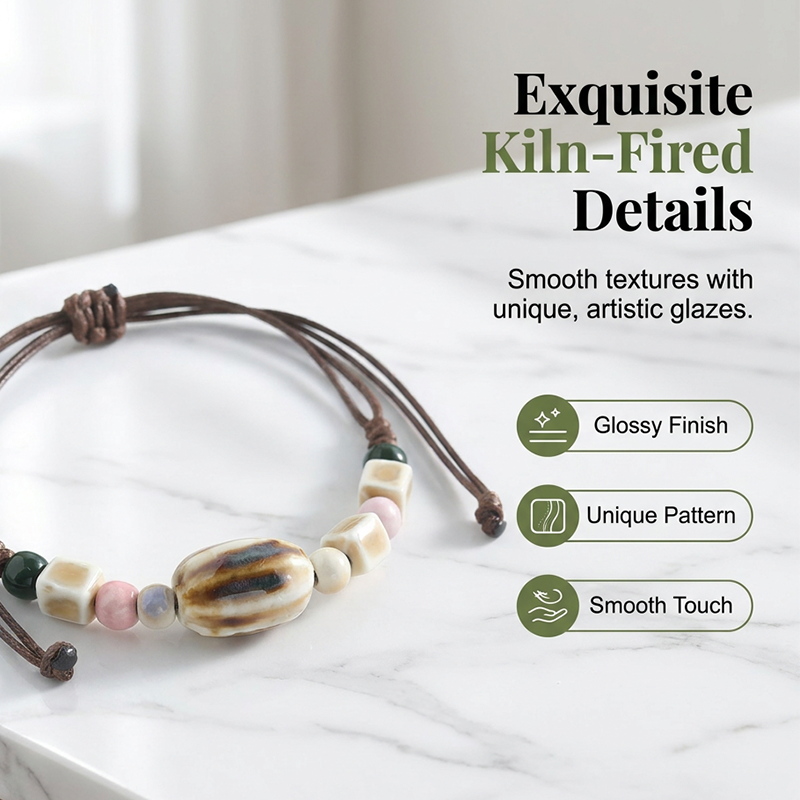 Adjustable Ethnic Style Ceramic Beaded Bracelet