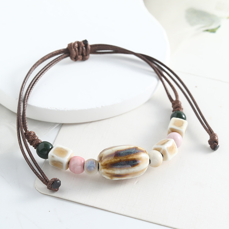 Adjustable Ethnic Style Ceramic Beaded Bracelet