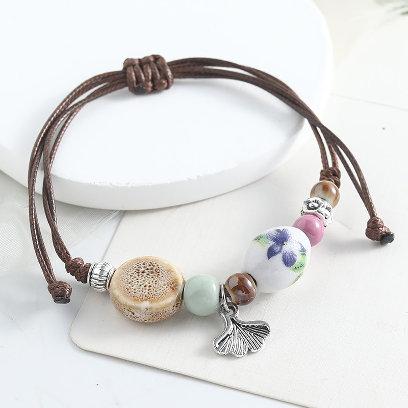 Adjustable Ethnic Style Ceramic Beaded Bracelet