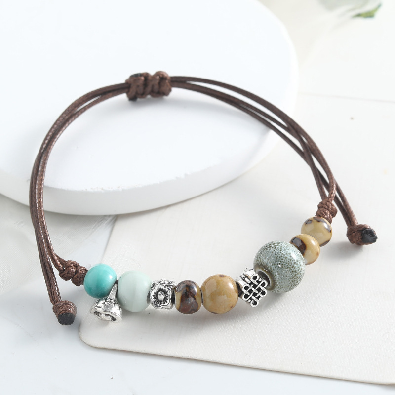 Adjustable Ethnic Style Ceramic Beaded Bracelet