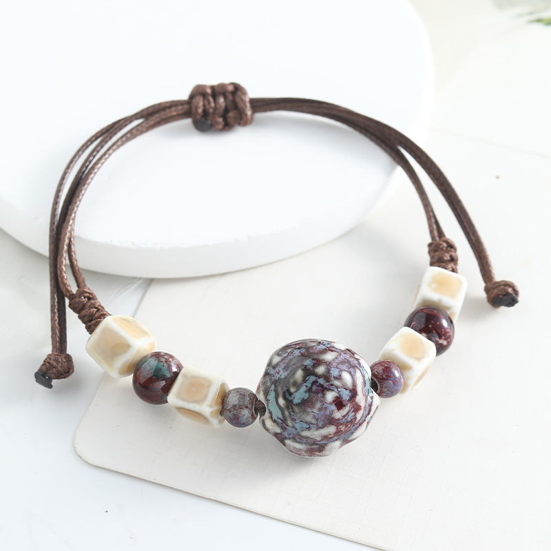 Adjustable Ethnic Style Ceramic Beaded Bracelet