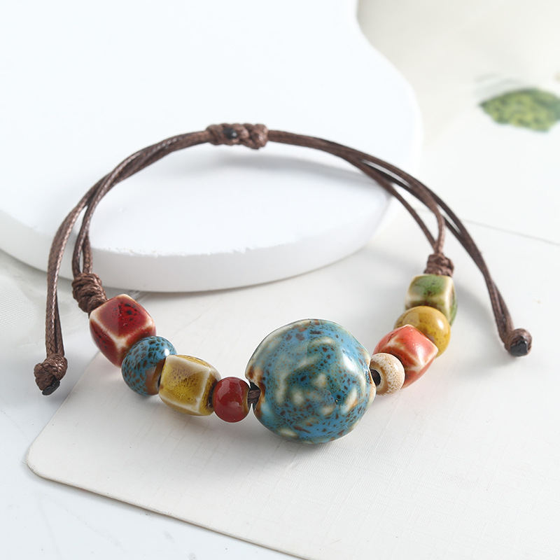 Adjustable Ethnic Style Ceramic Beaded Bracelet