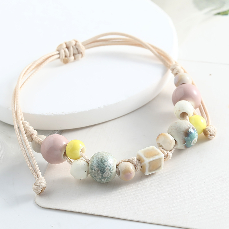 Adjustable Ethnic Style Ceramic Beaded Bracelet