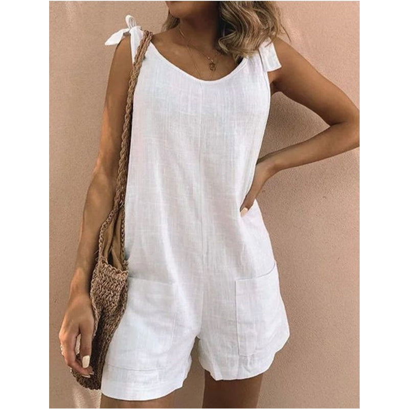 Breathable Sleeveless Romper – Adjustable Straps & Pockets