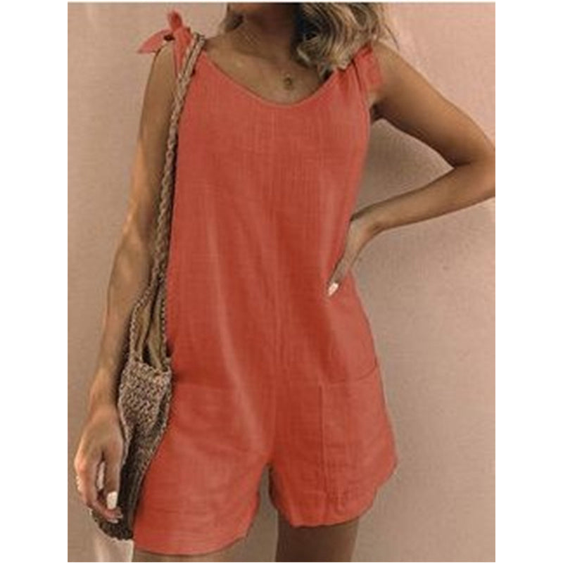 Breathable Sleeveless Romper – Adjustable Straps & Pockets