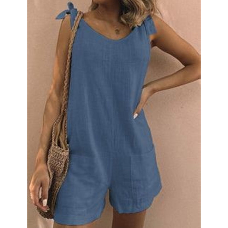 Breathable Sleeveless Romper – Adjustable Straps & Pockets