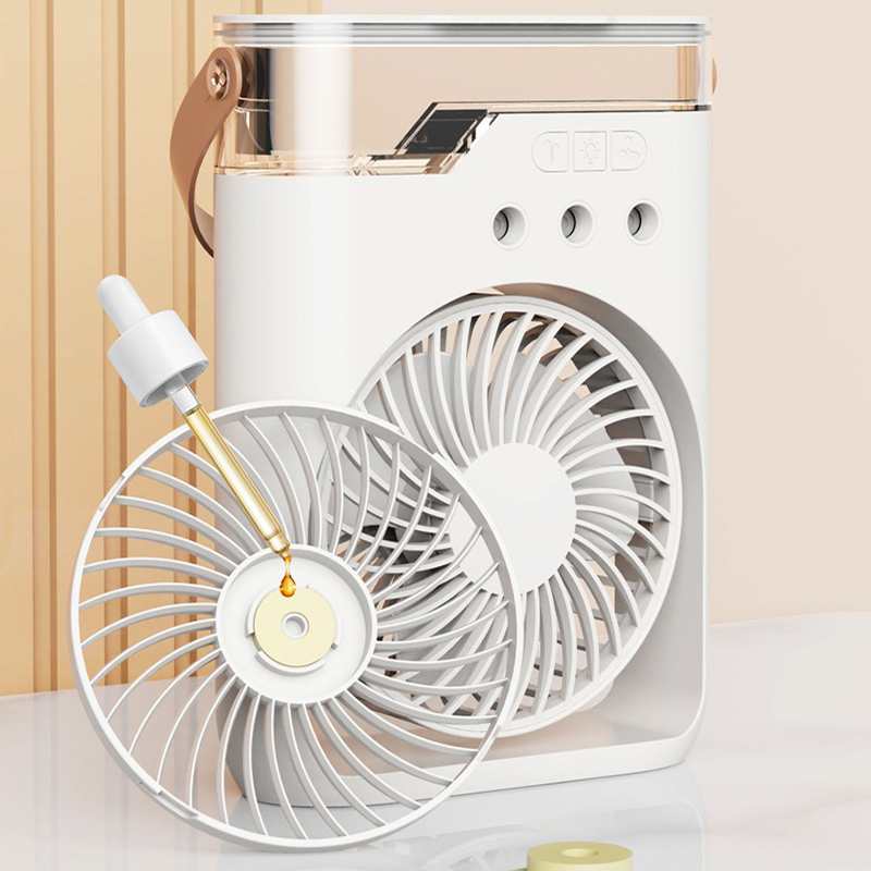 ❄️Portable Ice Misting Fan – Triple Nozzle & RGB Mood Lighting