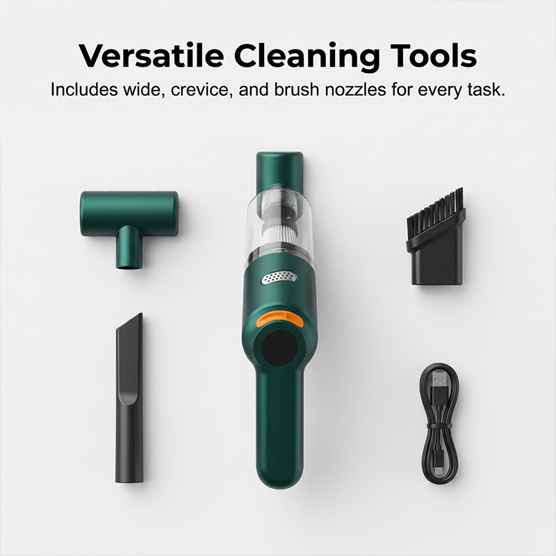 10000Pa Cordless Handheld Vacuum – Washable Filter & Multi-Nozzle Kit