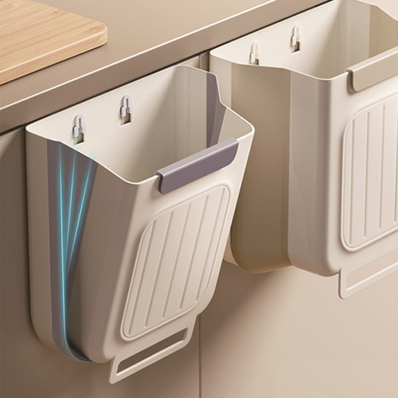 Save Space Instantly! No-Drill Hanging Collapsible Trash Can