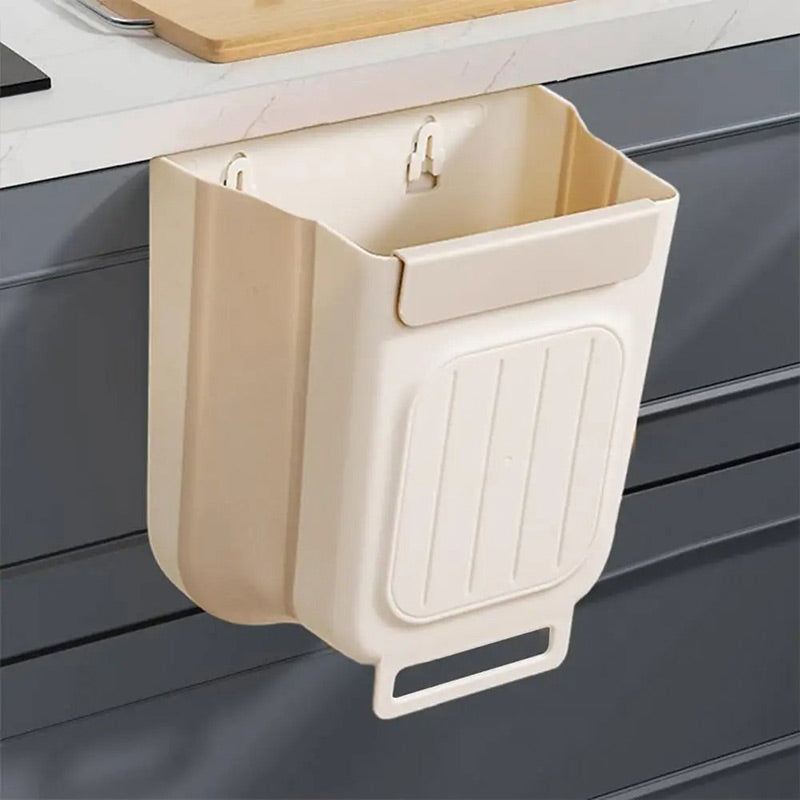 Save Space Instantly! No-Drill Hanging Collapsible Trash Can