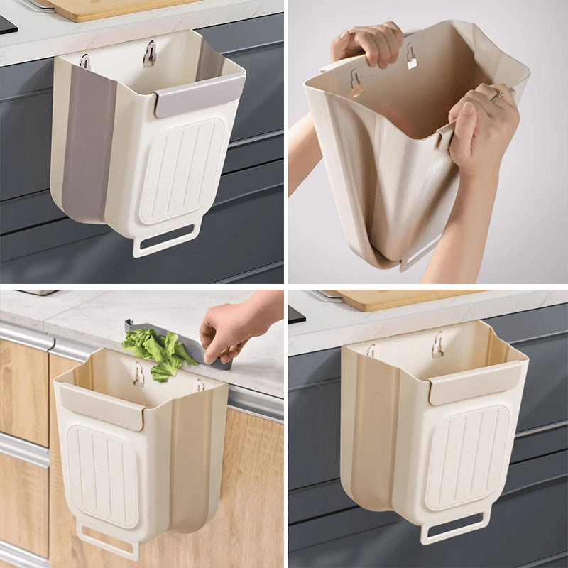 Save Space Instantly! No-Drill Hanging Collapsible Trash Can