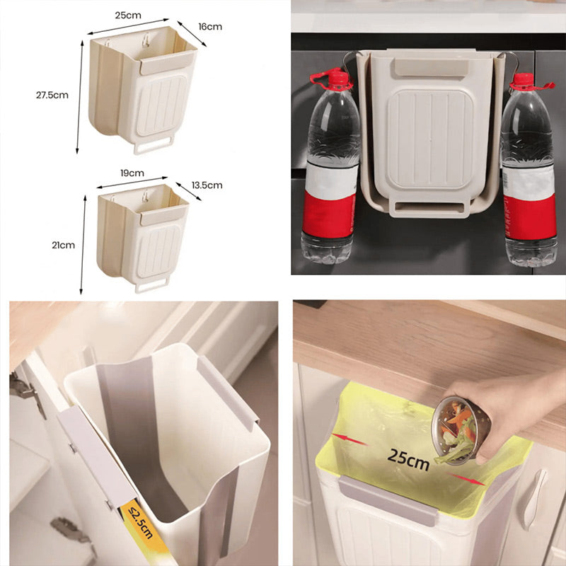 Save Space Instantly! No-Drill Hanging Collapsible Trash Can
