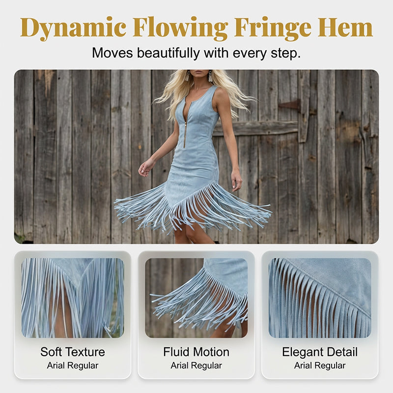 Western Fringe Dress – Flowing Hem & Slim Fit Silhouette