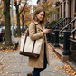 Large Canvas Tote Bag with Zipper and Front Pocket