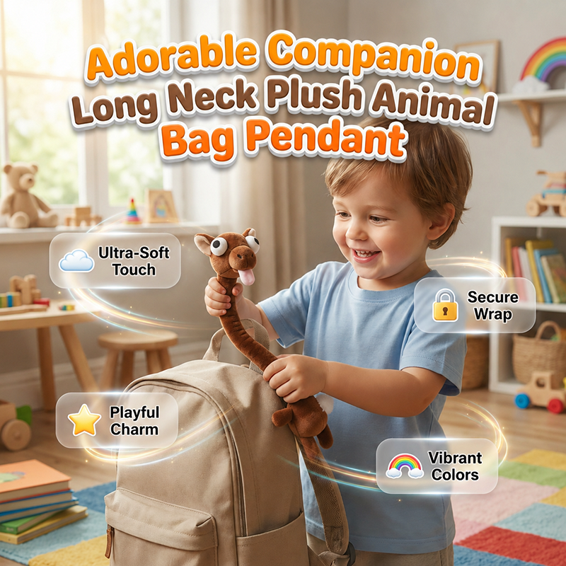 Long Neck Plush Bag Charm – Wrap-Around & Ultra-Soft