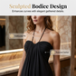 Halter Neck Ruched Maxi Dress & Cardigan Set