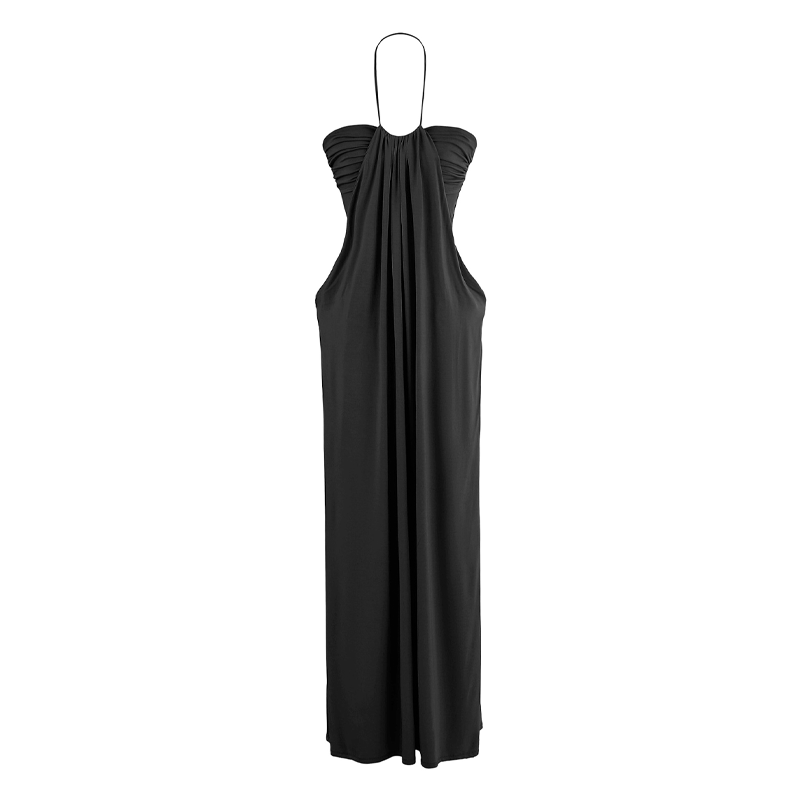 Halter Neck Ruched Maxi Dress & Cardigan Set