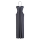 Halter Neck Ruched Maxi Dress & Cardigan Set