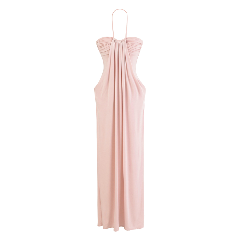Halter Neck Ruched Maxi Dress & Cardigan Set