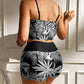 High-Waist Boxer Swimsuit – Printed & Quick-Dry Fit