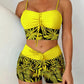High-Waist Boxer Swimsuit – Printed & Quick-Dry Fit