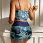 High-Waist Boxer Swimsuit – Printed & Quick-Dry Fit