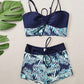 High-Waist Boxer Swimsuit – Printed & Quick-Dry Fit
