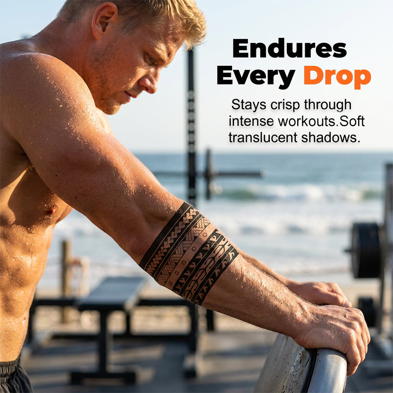 Realistic Tribal Sleeve Tattoo – Waterproof & Painless