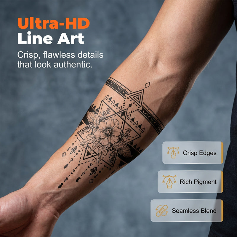 Realistic Tribal Sleeve Tattoo – Waterproof & Painless