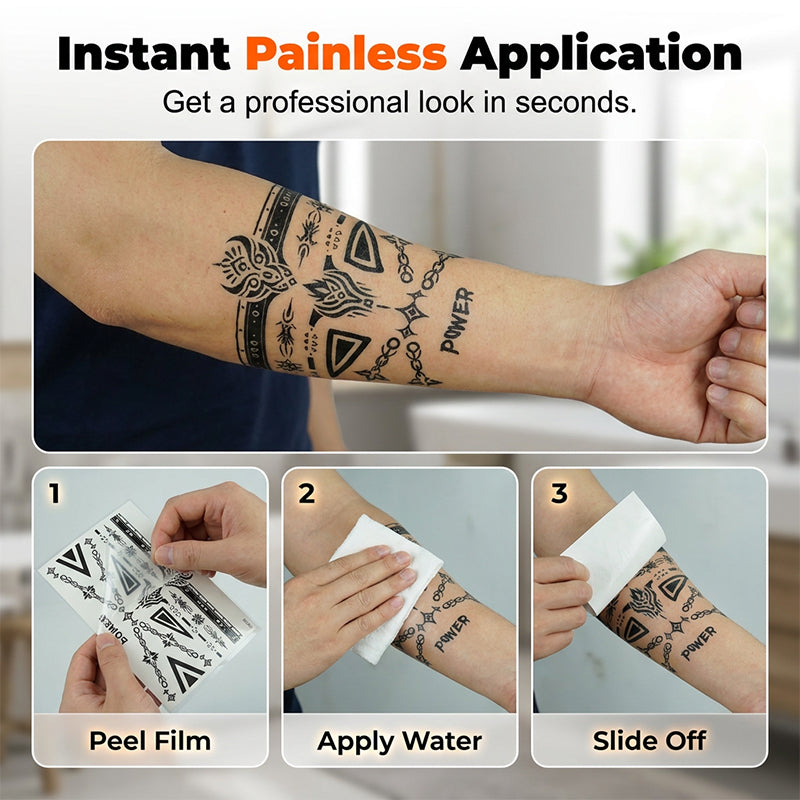 Realistic Tribal Sleeve Tattoo – Waterproof & Painless