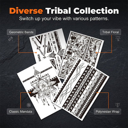 Realistic Tribal Sleeve Tattoo – Waterproof & Painless
