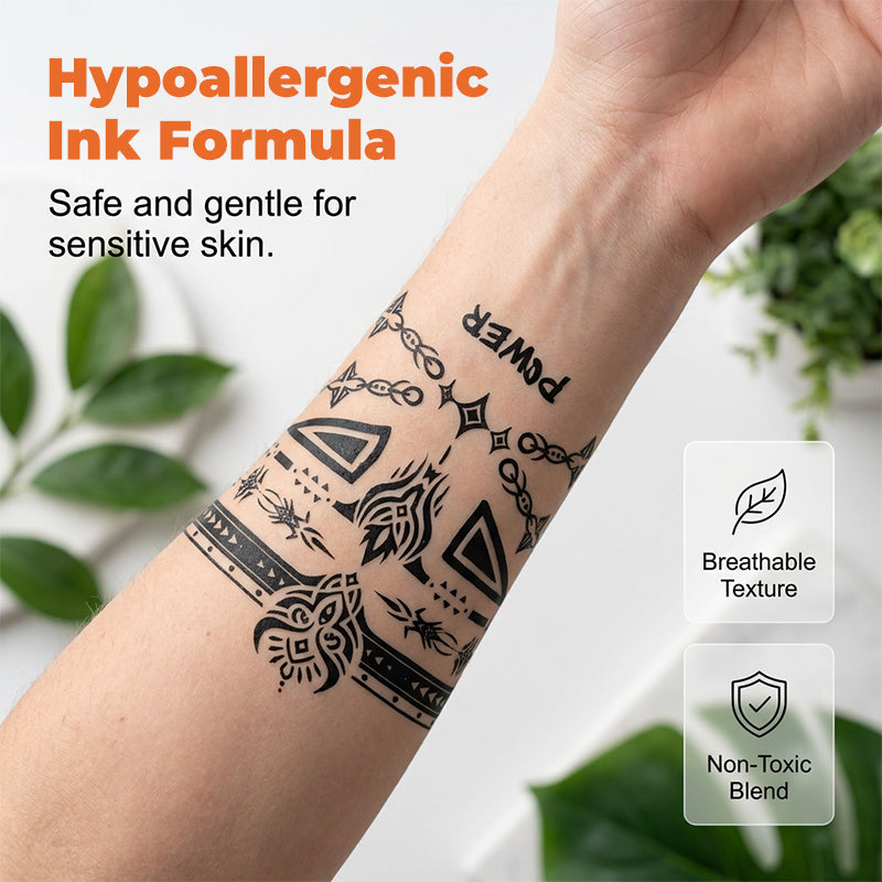 Realistic Tribal Sleeve Tattoo – Waterproof & Painless