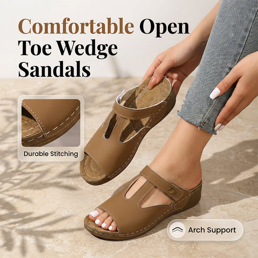 ⏳Limited-time 50% off⏰Women's Open Toe Cutout Wedge Slide Sandals👡