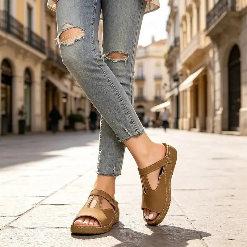 ⏳Limited-time 50% off⏰Women's Open Toe Cutout Wedge Slide Sandals👡