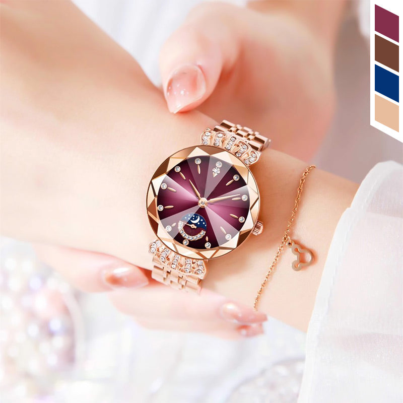 💎Diamond Star & Moon Watch – Elegant & Adjustable Design